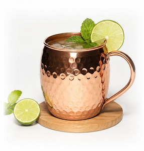 Solid Copper Moscow Mule Mug Handcrafted Hammered Barrel <b>Cup</b> with Handle for Cocktails Beer and <b>Cold</b> Drink Wholesale Barware - Product Image 6