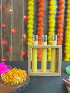 Modern Wooden Frame Glass Flower <b>Vase</b> Set with Hydroponic Feature <b>Clear</b> Cylinder Bud <b>Vase</b> Holder for Home Wedding Decor - Product Image 2