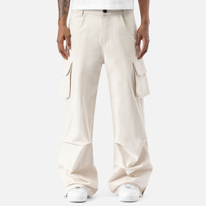 Men Mid Waist Zipper Fly <b>Cargo</b> Overalls Plus Size Loose Fit Baggy Multi Pocket <b>Work</b> Pants Wear Resistant Outdoor Sports Trousers - Product Image 2