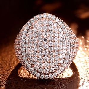 Anillo de Compromiso y Boda ZAWO en Oro Rosa para Mujer y Hombre, con Moissanita VVS, Plata 925, Baño de Rodio, Lujoso, con Incrustaciones, Estilo Hiphop - Product Image 1