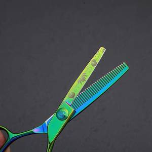 Tijeras Profesionales Azules para Adelgazar el Cabello, Afiladas, con 28 Dientes, Hoja de Acero Inoxidable, para Diestros, Mango Largo, Uso en Salón - Product Image 4