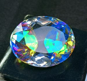พลอยโทแพซสีรุ้งธรรมชาติทรงรีหลากสี สำหรับทำจี้สร้อยคอ ขายส่ง - Product Image 4