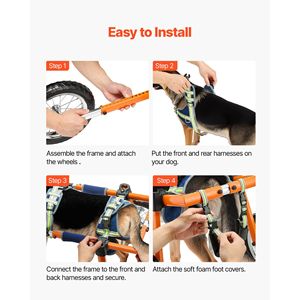 Carrozzina Manuale Leggera a 2 Ruote per Cani, Regolabile in Altezza, Larghezza e Lunghezza, Carrello Ammortizzato per Zampe Posteriori - Product Image 4