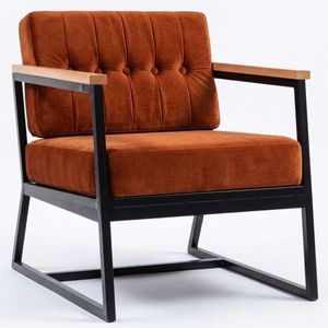 Fauteuil de salon moderne en métal avec coussin en velours, dossier solide et rembourrage en mousse pour usage intérieur - Product Image 3