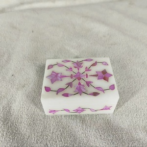 Mother-of-Pearl Semi-Precious Inlay Marble Jewelry Box Pink Floral Design, Artisan Gift Box Natural Stone <b>Storage</b> at Best Price - Product Image 2