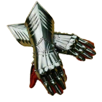 Gants de chevalier médiévaux gothiques imitation antique très demandés en acier inoxydable, finition argentée brillante polie