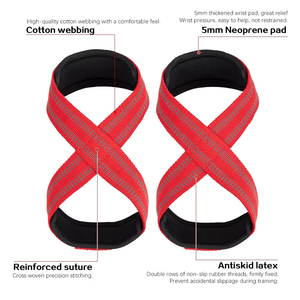 Sangles de poignet pour musculation et entraînement en salle de sport, personnalisables avec logo OEM, forme 8, légères, en caoutchouc, avec fermeture à clip, pour femmes, vente en gros - Product Image 2