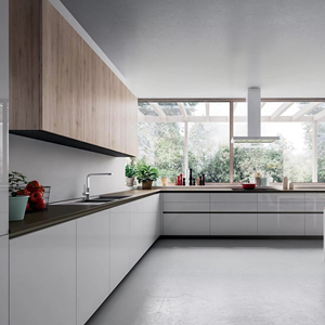 ชุดครัวหรูหราสไตล์ยุโรปแบบกำหนดเองของโครงการ JY พร้อมไอส์แลนด์ ประกอบเองได้ มาตรฐานกันน้ำ E1 E0 ผลิตจากโรงงานเฟอร์นิเจอร์เวียดนาม - Product Image 4