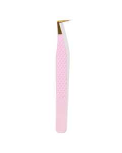 Professional 90 Degree Stainless Steel Precision Eyelash Tweezer with Gold and Pink Tips for <b>Nail</b> Art <b>Extensions</b> - Product Image 1