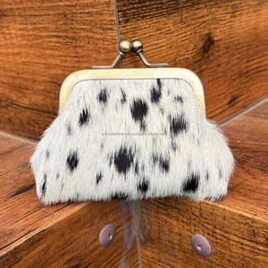 กระเป๋าเหรียญมินิตะวันตกสำหรับผู้หญิงหนังวัวแท้ขนาดเล็กกระเป๋าแฟชั่นหนังแท้ขนาดเล็กคลิปหนีบหัวเข็มขัด - Product Image 3