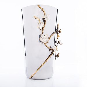 Florero de Diseño Floral en Acero Inoxidable y Latón para Decoración del Hogar, Centro de Mesa para Sala de Estar - Product Image 1