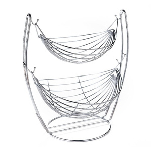 Eco Friendly Double Tier <b>Wire</b> Storage <b>Basket</b> Stand Black Metal Industrial Style Kitchen Sundries Holder <b>Stackable</b> Design - Product Image 2
