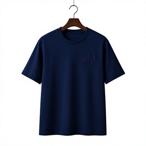 เสื้อยืดคอกลมแขนสั้นทรงตรงผ้าฝ้ายหนาน้ำหนักมากสีพื้นสำหรับผู้ชายแบบ OEM  สามารถปรับแต่งได้ - Product Image 2