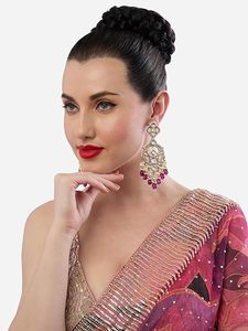 Pendientes Chandbali Kundan Premium para Mujer |   Joyería Étnica para Bodas, Pendientes de Perlas Chapados en Oro, Pendientes de Araña - Product Image 2