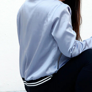 Blouson bomber oversize streetwear pour femme, veste décontractée à fermeture éclair, broderie personnalisée, fabricant OEM en gros - Product Image 1