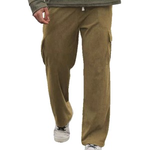 Pantalon décontracté tendance pour homme printemps-automne, nouveau style transfrontalier, 100 % polyester, toile, coupe droite, sport, ample, jambe large, écologique - Product Image 2
