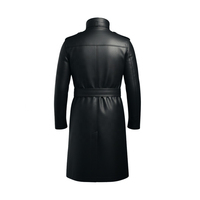 Manteau long en cuir véritable pour homme, couleur personnalisée, col rabattu, double boutonnage, fermeture éclair, manches classiques, écologique, séchage rapide