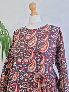 Pure Cotton <b>Linen</b> <b>Top</b> Earthy Floral Embroidery Vintage Boho Tank Comfortable Summer Day Blouse-Elegant Indian Bagru Hand-Block - Product Image 5