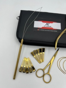 ชุดอุปกรณ์ต่อผมคุณภาพสูงระดับมืออาชีพ AL-FARDAN INSTRUMENTS สีทองพลาสม่า พร้อมเครื่องมือต่อผม  โลโก้สั่งทำได้ คีม กรรไกร คลิป - Product Image 5