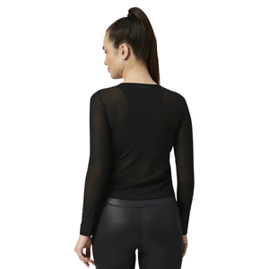 <b>Long</b> <b>Sleeve</b> Breathable Lightweight Yoga Mesh <b>Top</b> Women Neck Slim Fit <b>Sheer</b> Fitness Shirt Plain Studio Exercise Layering Pullover - Product Image 2