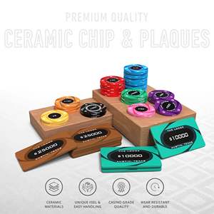 Jeu de jetons de poker en céramique Lodge 300/500 pièces avec 10/20 plaques 40/45/50mm 10/14/17g-10/14/17g - Product Image 3