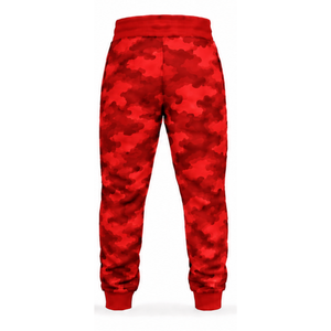 Conjunto Deportivo Unisex de Camuflaje Rojo Brillante, Sudadera con Capucha y Cremallera Completa, Pantalones Deportivos a Juego, Dos Piezas, Ropa Casual de Calle - Product Image 4