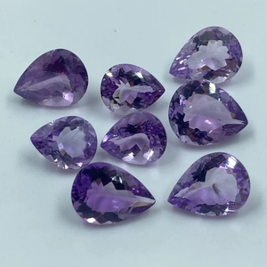 Piedra Preciosa de Amatista Natural, Corte Pera, 21.03 Quilates, Color Púrpura, 8x10, 9x12 mm, para Joyería, 8 Piezas - Product Image 1