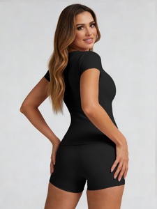 Ensemble de yoga deux pièces sans couture pour femme, leggings taille haute, soutien-gorge de sport, tenue de fitness, personnalisation de marque, marque privée, vente en gros - Product Image 2