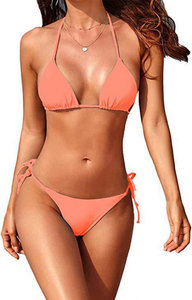 Foreign Trade <b>Net</b> Red Style Solid Color Three-Point Bikini 2-Piece Beach Swimsuit Factory - Product Image 3