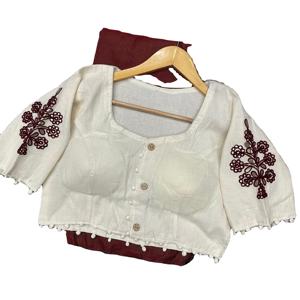 Hermosa Blusa de Seda con Bordado Zari Hecho a Mano y Trabajo Artesanal con Espejos Reales para Fiestas en Todas las Estaciones - Product Image 1