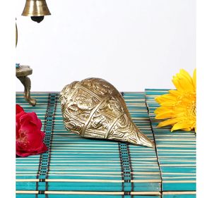 พระพุทธรูปแกะสลักพระพิฆเนศทองเหลืองแท้ 100% ยี่ห้อ Two Moustaches รุ่น Shankh สำหรับบูชา น้ำหนัก 430 กรัม บรรจุ 1 ชิ้น - Product Image 3