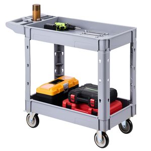 Carrello Multiuso Resistente con Capacità di 250 kg, 2 Ripiani, Ruote Girevoli a 360° e 2 Freni - Product Image 1