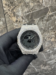 Iced Out Moissanite <b>Watch</b> Quartz Analog Display Stainless Steel <b>Case</b> Unisex Luxury Hip Hop Wristwatch - Product Image 1