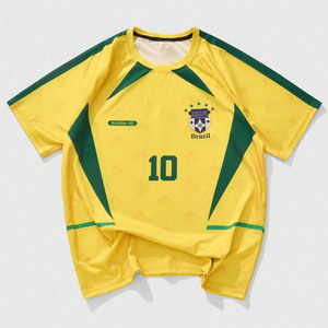 Jersey de Fútbol Americano Amarillo Verde Inspirado en Brasil, Ligero, de Malla Transpirable, Personalizado para Equipos, OEM, al por Mayor - Product Image 1