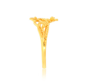 Luxury Gold Plated Floral Vine <b>Adjustable</b> <b>Ring</b> for Women Elegant Openwork Flower Leaf Design Finger <b>Ring</b> - Product Image 3