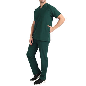 Ensemble de blouses médicales vertes à col en V, haut à manches courtes et pantalon pour le travail en milieu hospitalier, clinique et infirmier - Product Image 1