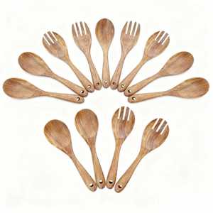 Juego de Tenedores de Madera Natural de Alta Calidad con Mango Largo, Hechos a Mano, Reutilizables, para una Cocina y Comedor Ecológicos - Product Image 2