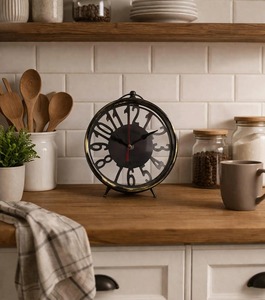 Reloj de Escritorio Circular de Metal Más Vendido, Movimiento de Cuarzo, Funciona con Batería, Diseño Tradicional, Función de Alarma Silenciosa - Product Image 2