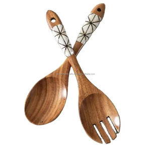 Table Wear Wooden Spoon Resin Handle for Wedding Party Other Function Use <b>Flatware</b> Dinner Spoon - Product Image 1