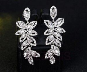 Pendientes de diamantes con corte marquesa para mujer, color D, diamantes de laboratorio, plata chapada en rodio, joyería de lujo para boda - Product Image 3