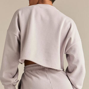 Sweat-shirts et pulls à capuche pour femmes, style court, couleur gris uni, manches longues, vêtements décontractés, best-sellers - Product Image 2