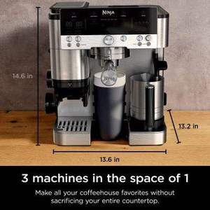 Machine à café expresso semi-automatique en acier inoxydable avec porte-filtre, pour la maison, Ninnja, moteur 600W, 16-20 tasses - Product Image 1