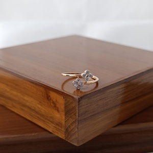 Namivaa 18ct Gold Cubic Zirconia Double Flower <b>Open</b> <b>Ring</b> Women Elegant Minimal Daily Wear Fine Jewelry - Product Image 4