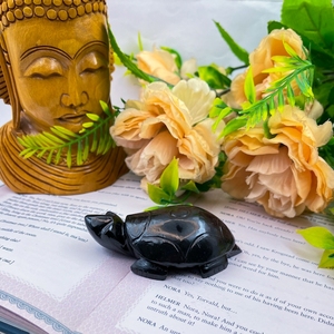 Chakralume Natural Black Obsidian Tortoise Carving Turtle Healing <b>Crystal</b> for Reiki Feng Shui Decor Wholesale - Product Image 5