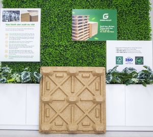 Palet Verde GS-1200800 1200x800x130mm Palet de Madera Prensada Moldeada de una Cara Entrada de 4 Vías Transporte Industrial de Carga Reciclado - Product Image 1