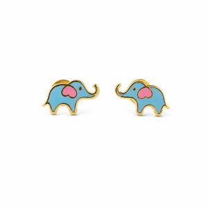Namivaa 18Kt Yellow Gold Geometric <b>Elephant</b> Jewelry Set for Girls High Polish Enamel Pendant and Stud <b>Earrings</b> Daily Wear Gift - Product Image 4