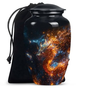 Metal Cremation <b>Urn</b> for Human Ashes - <b>Large</b> Aluminum Funeral <b>Urn</b> Adult Size Memorial Vase with Lid - Product Image 5