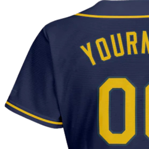 Men Navy Gold Baseball Jersey Button Front Team Shirt Performance <b>Athletic</b> Game Day Practice Sports Uniform Wear - Product Image 5