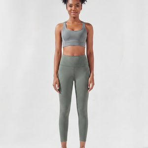 Leggings de yoga OEM sans couture taille basse longueur intégrale couleur unie pour femme, en tissu élastique Spandex Nylon 220g, idéal pour l'entraînement sportif - Product Image 1