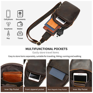 Bolso Bandolera de Piel Genuina Impermeable para Hombre, con Cierre y Correa para el Hombro - Product Image 3